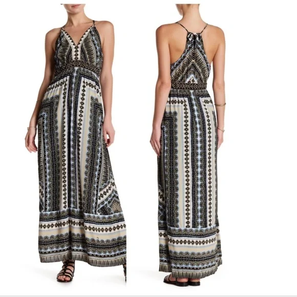 Hale Bob Dresses | Hale Bob Maxi Dress - Halter | Color: Black/Tan | Size: L | Jlkkbaker's Closet